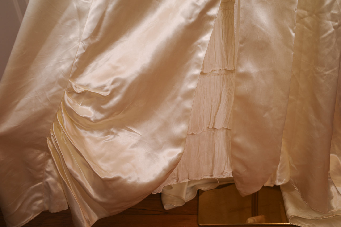 1940's Satin Wedding Dress with Leaf Beaded Detail
