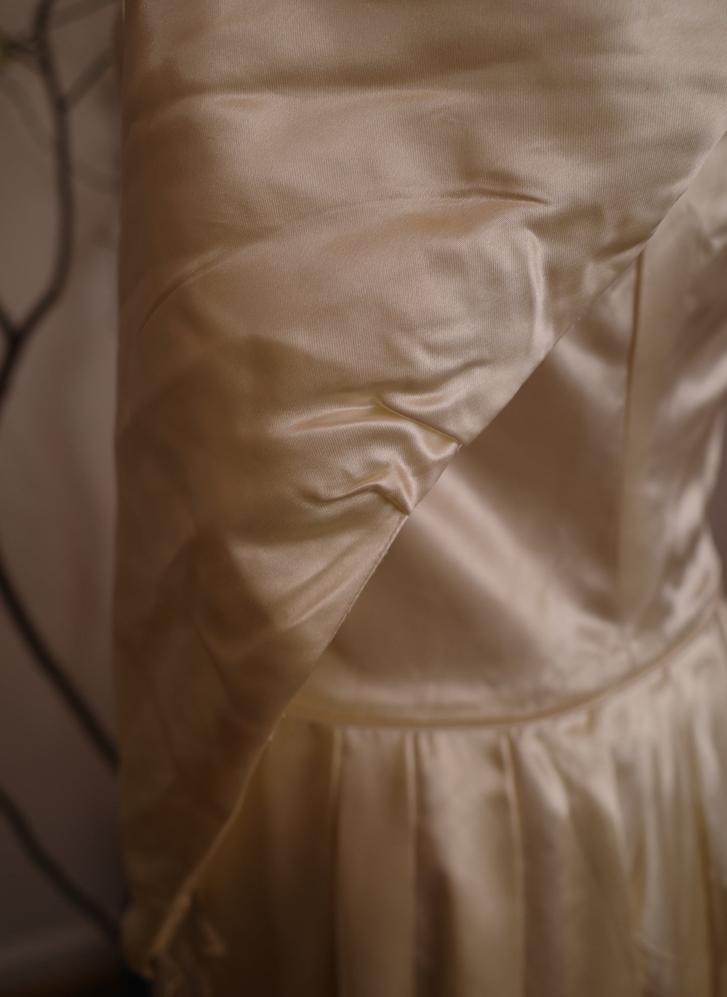1940's Satin Wedding Dress with Leaf Beaded Detail