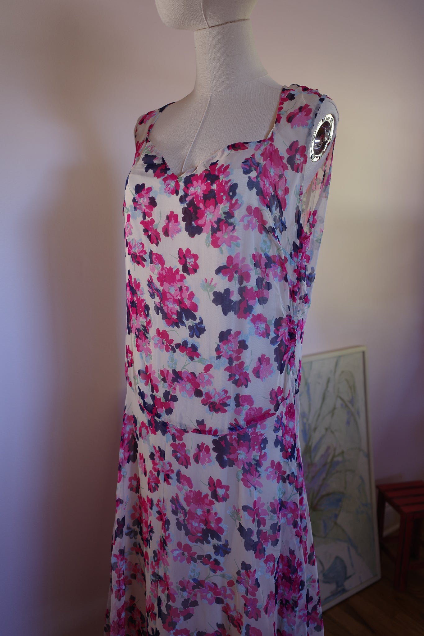 1930s Silk Floral Dress