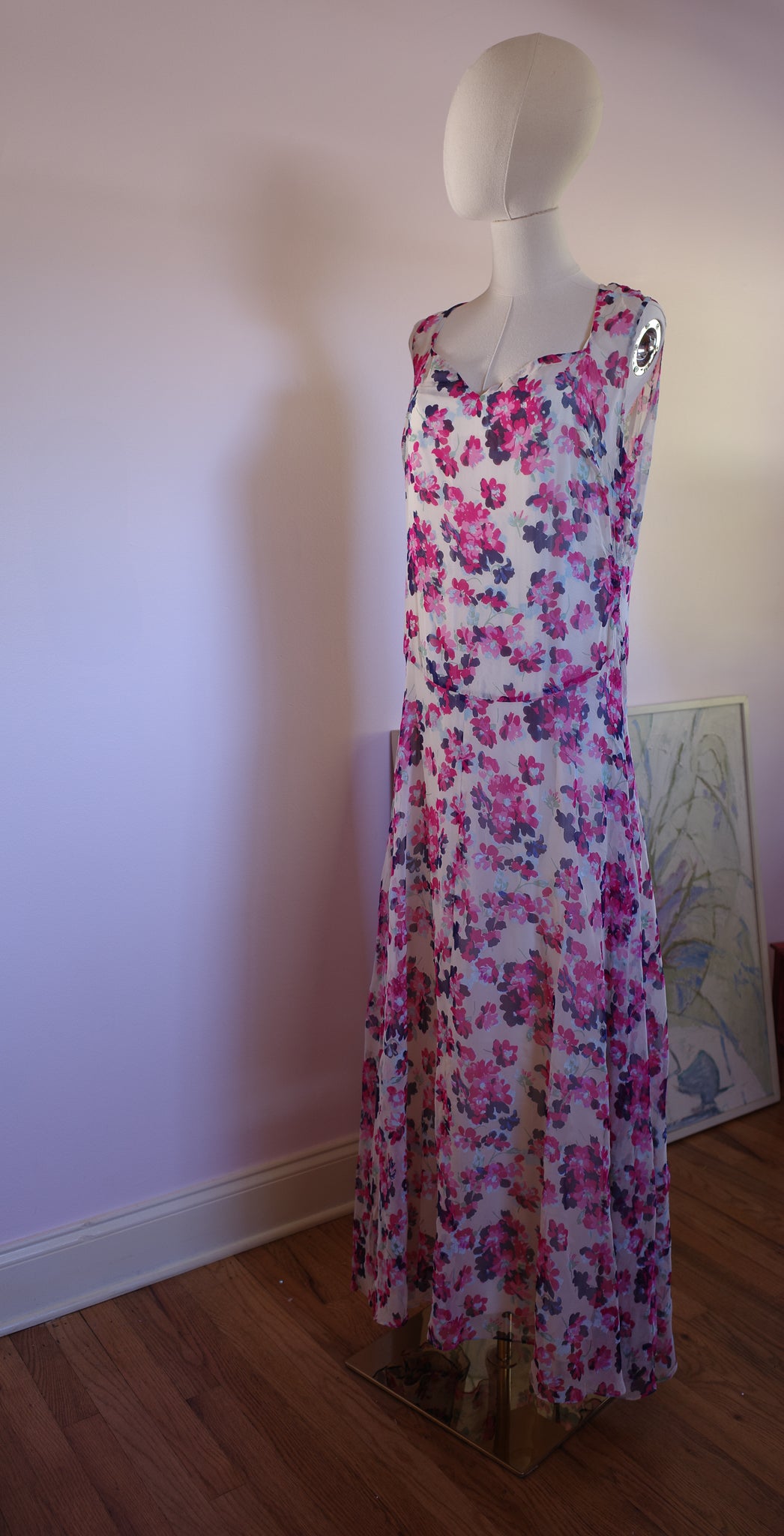 1930s Silk Floral Dress