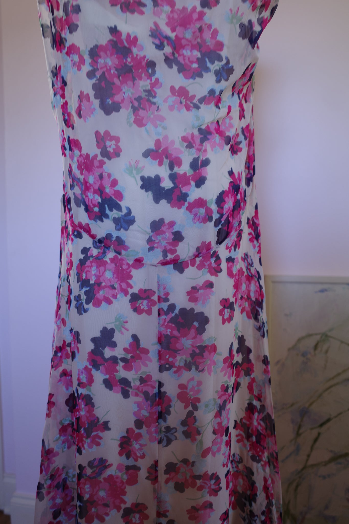 1930s Silk Floral Dress
