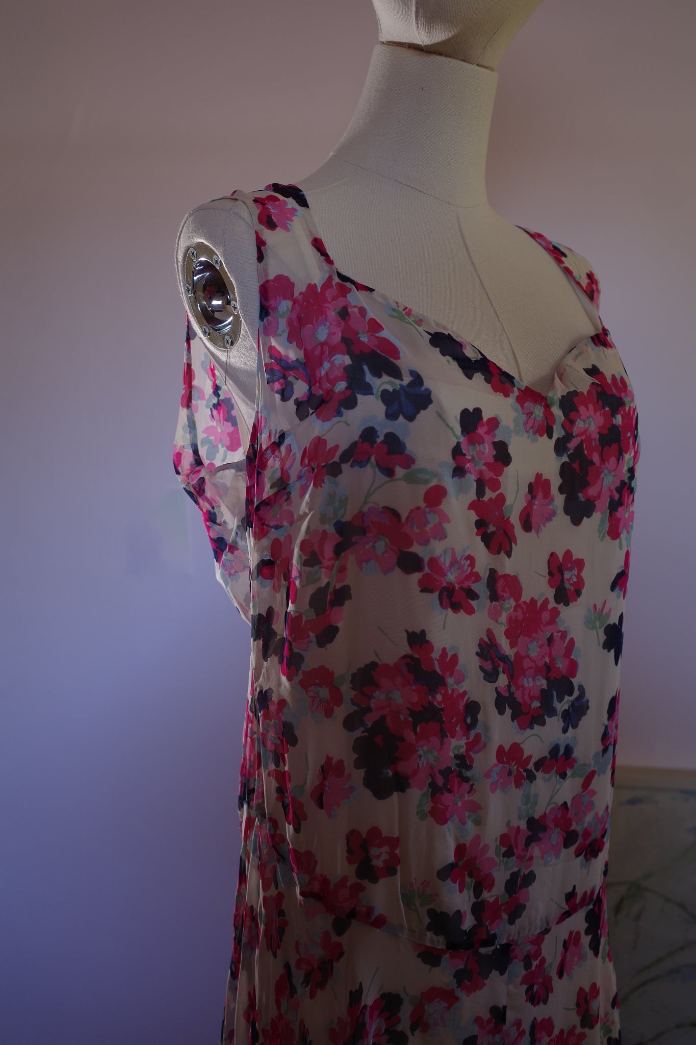 1930s Silk Floral Dress
