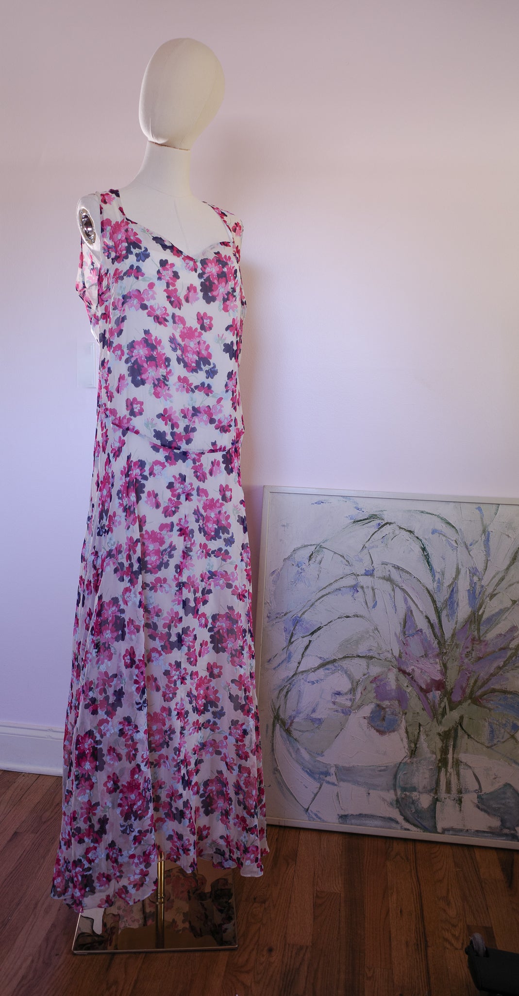 1930s Silk Floral Dress
