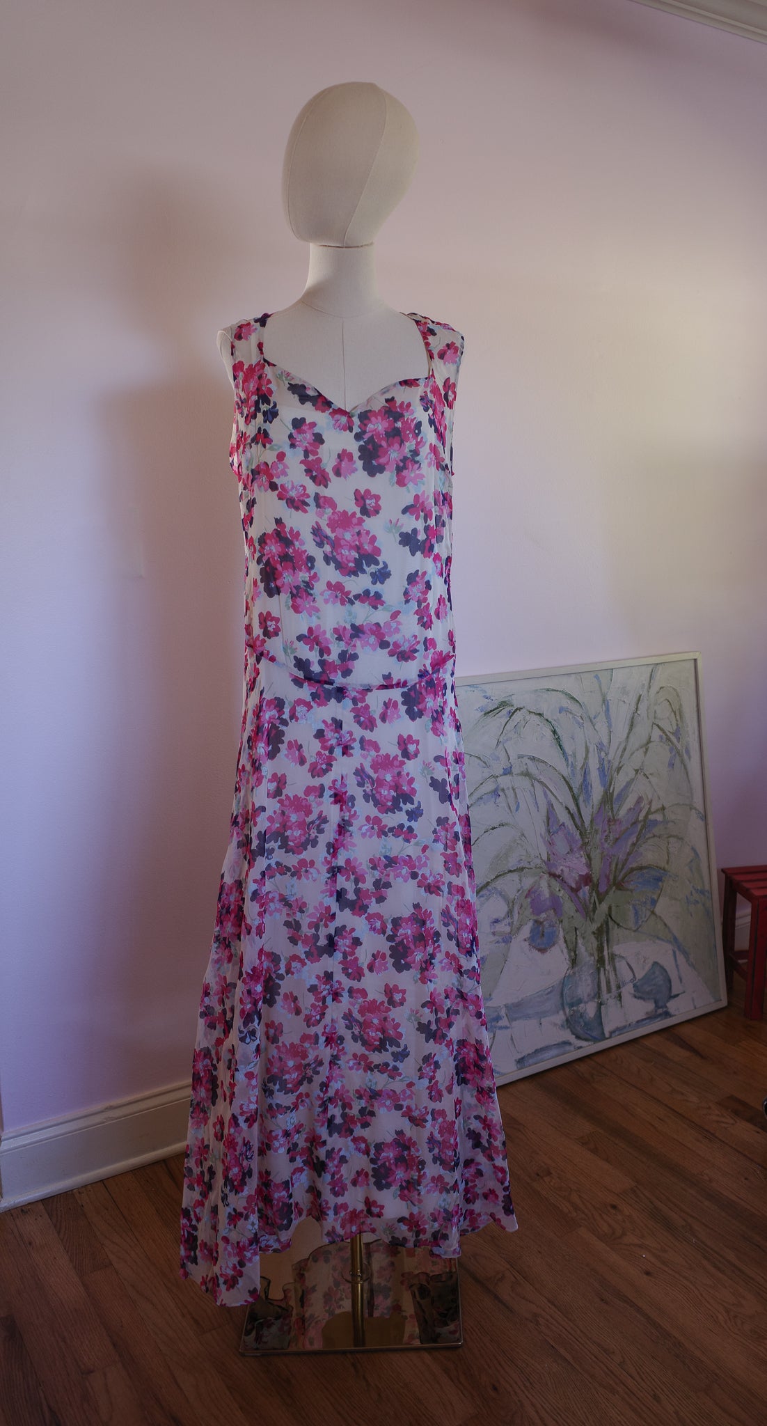 1930s Silk Floral Dress