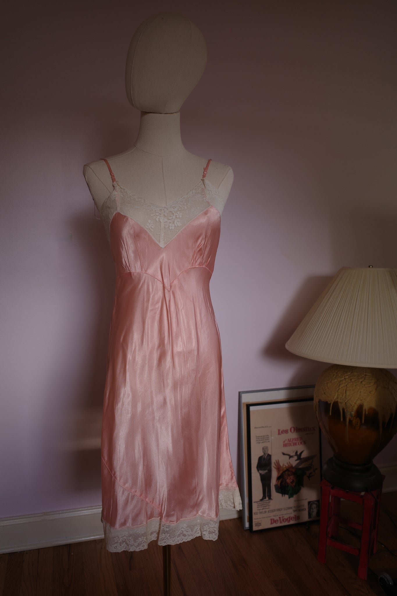 1940's Pink Lace Trimmed Slip
