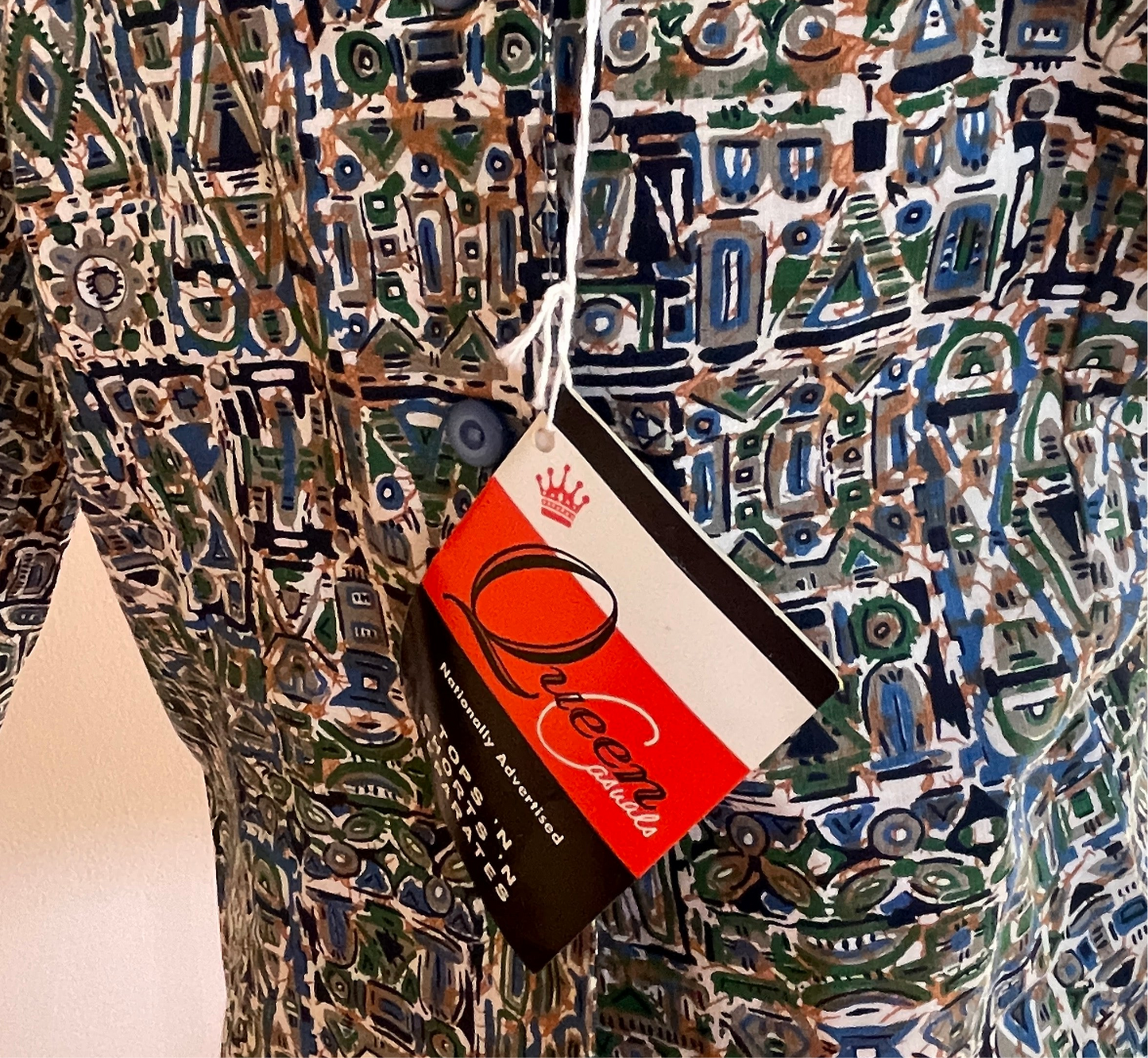 60s patterned button up with tags