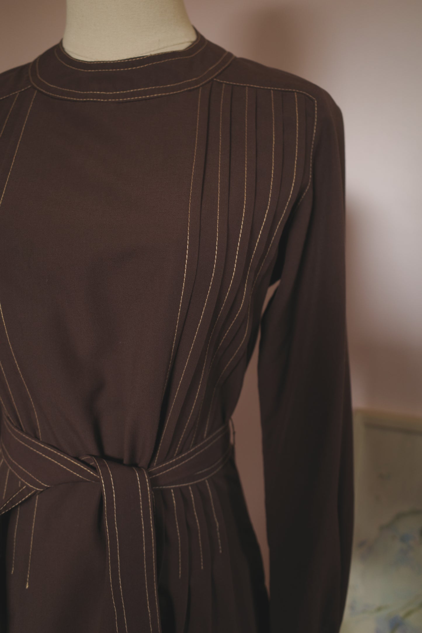 1970s Brown Utility Brown Dress