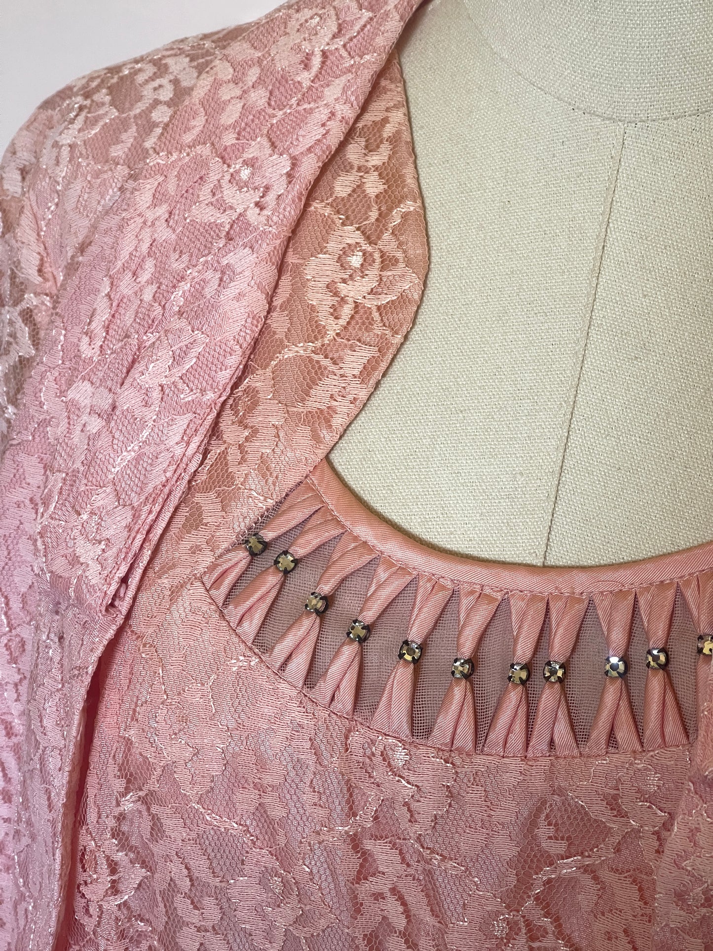 1950s Pink Lace Dress With Bolero Jacket