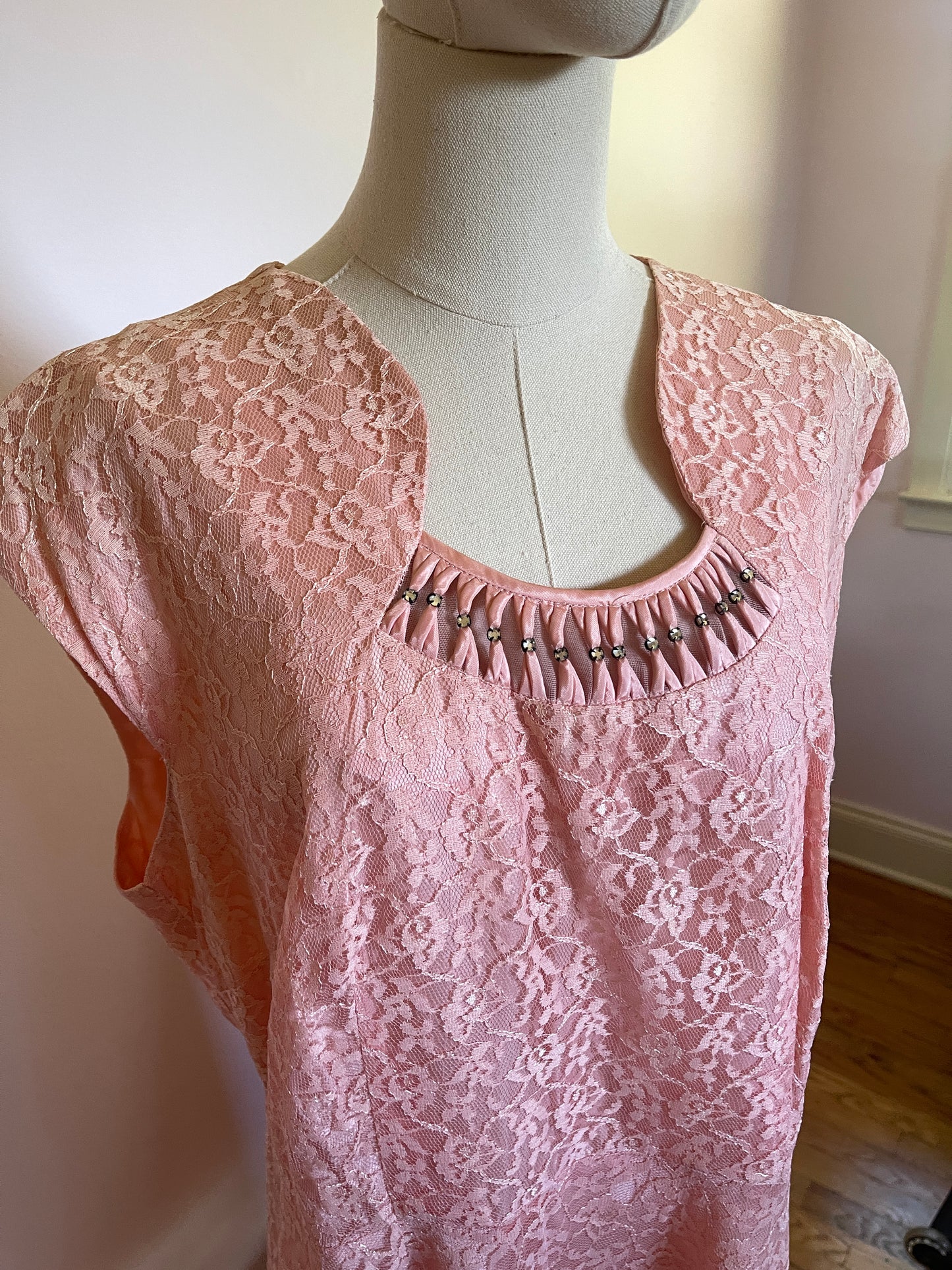 1950s Pink Lace Dress With Bolero Jacket