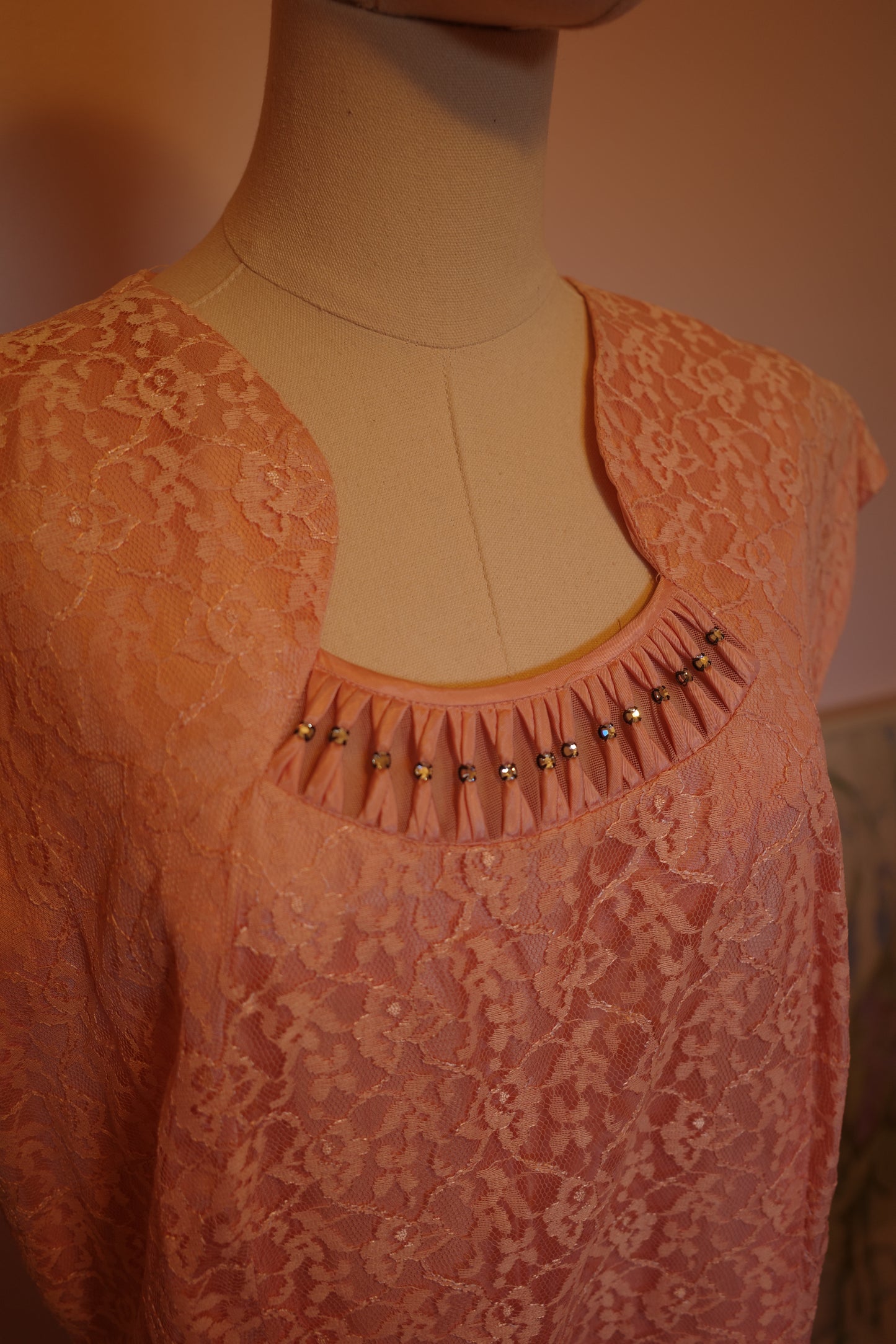 1950s Pink Lace Dress With Bolero Jacket