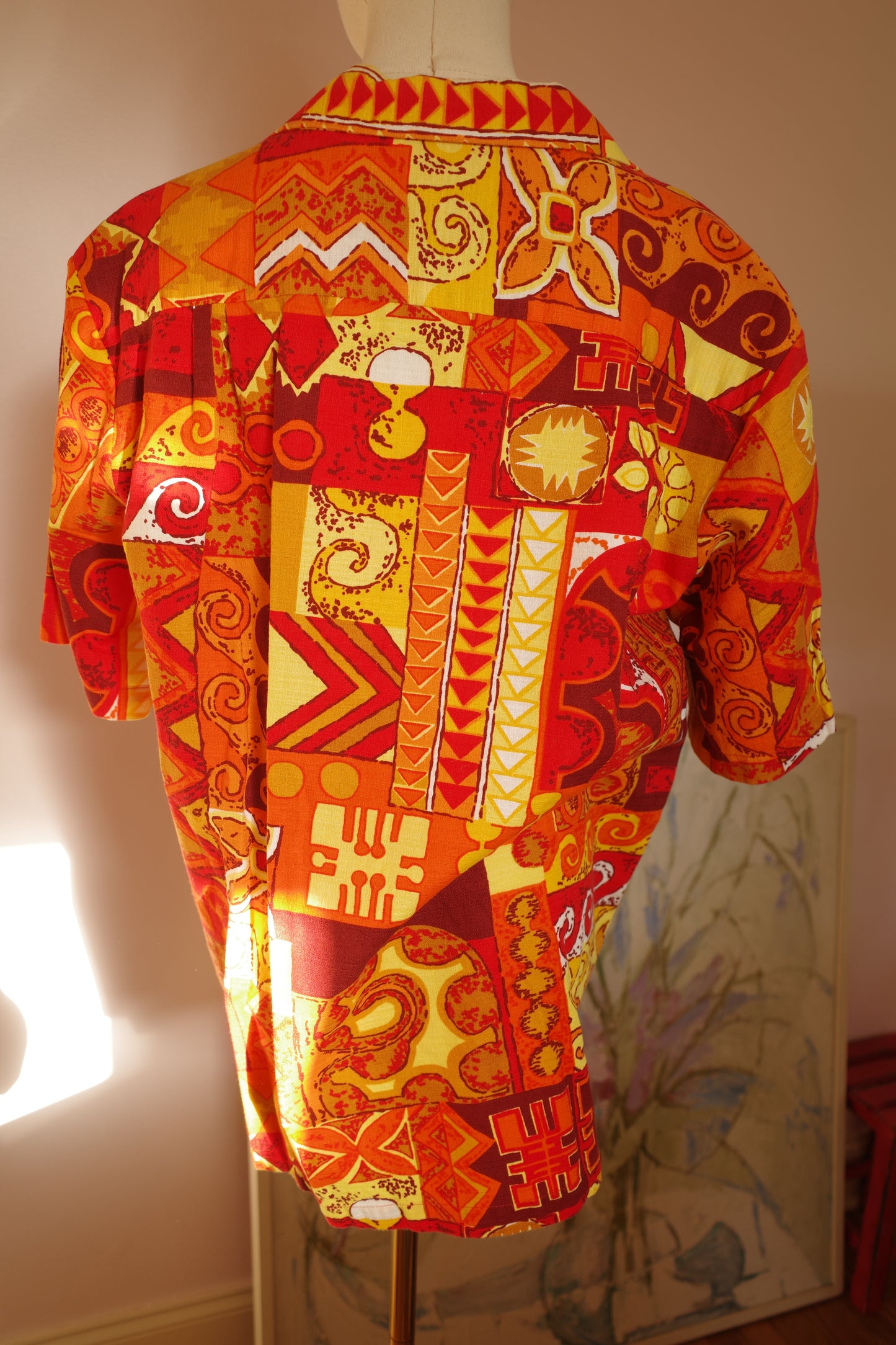 1970s bark cloth Hawaiian shirt