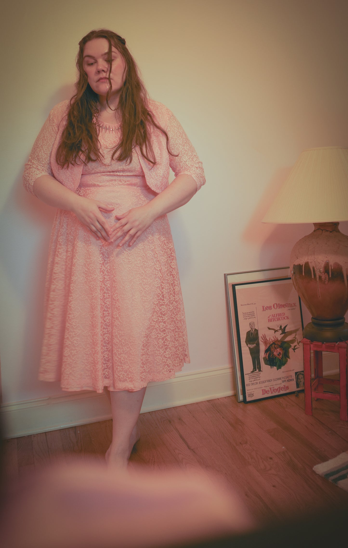 1950s Pink Lace Dress With Bolero Jacket
