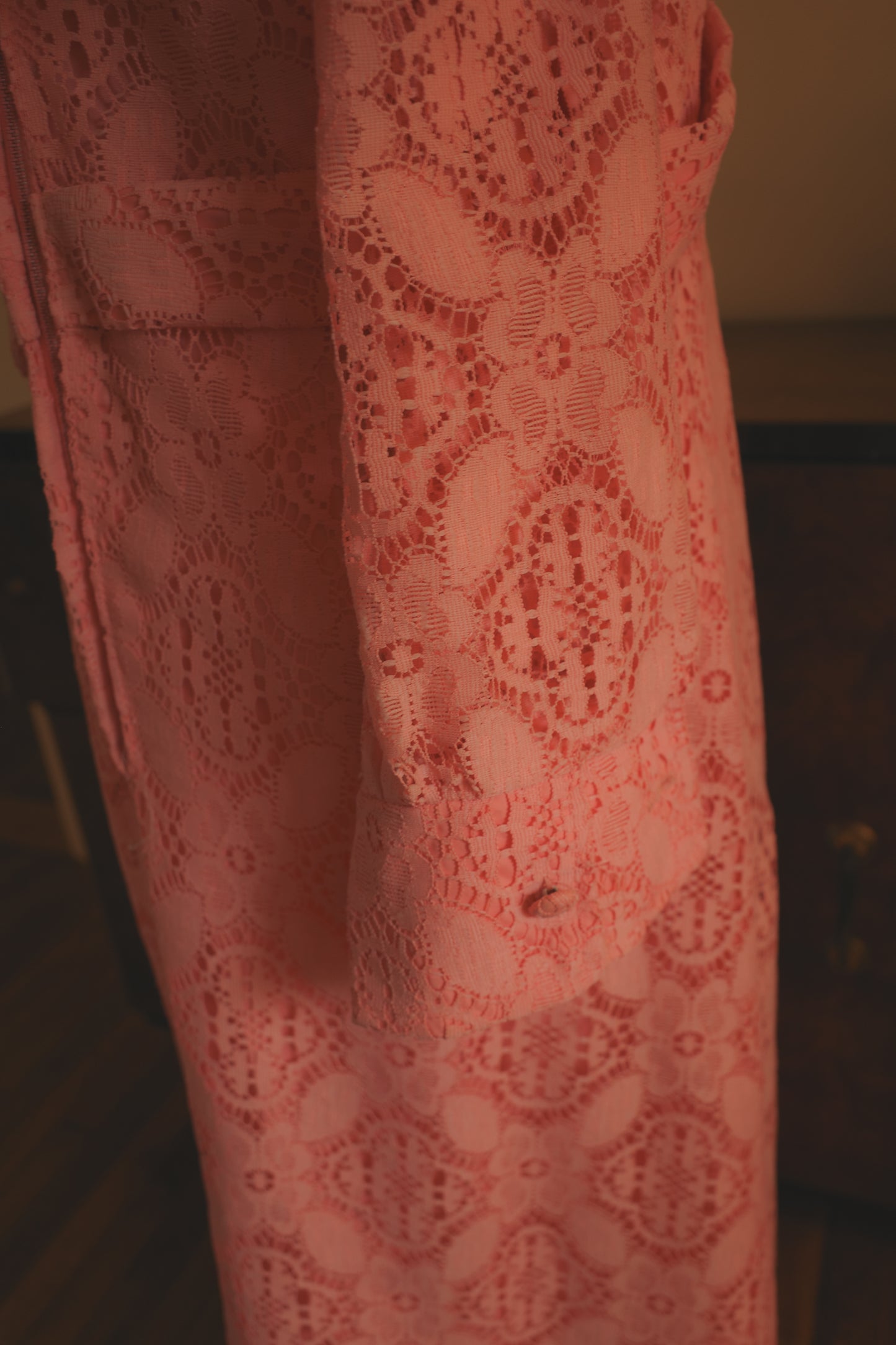 1960s Pink Lace Maxi Dress