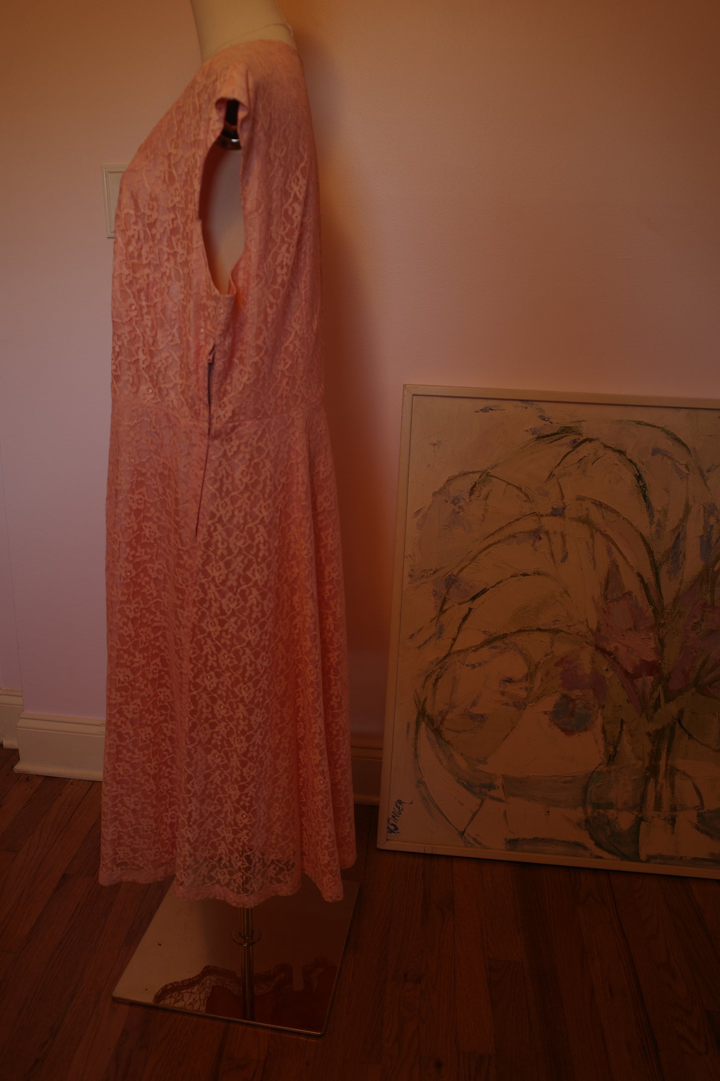 1950s Pink Lace Dress With Bolero Jacket