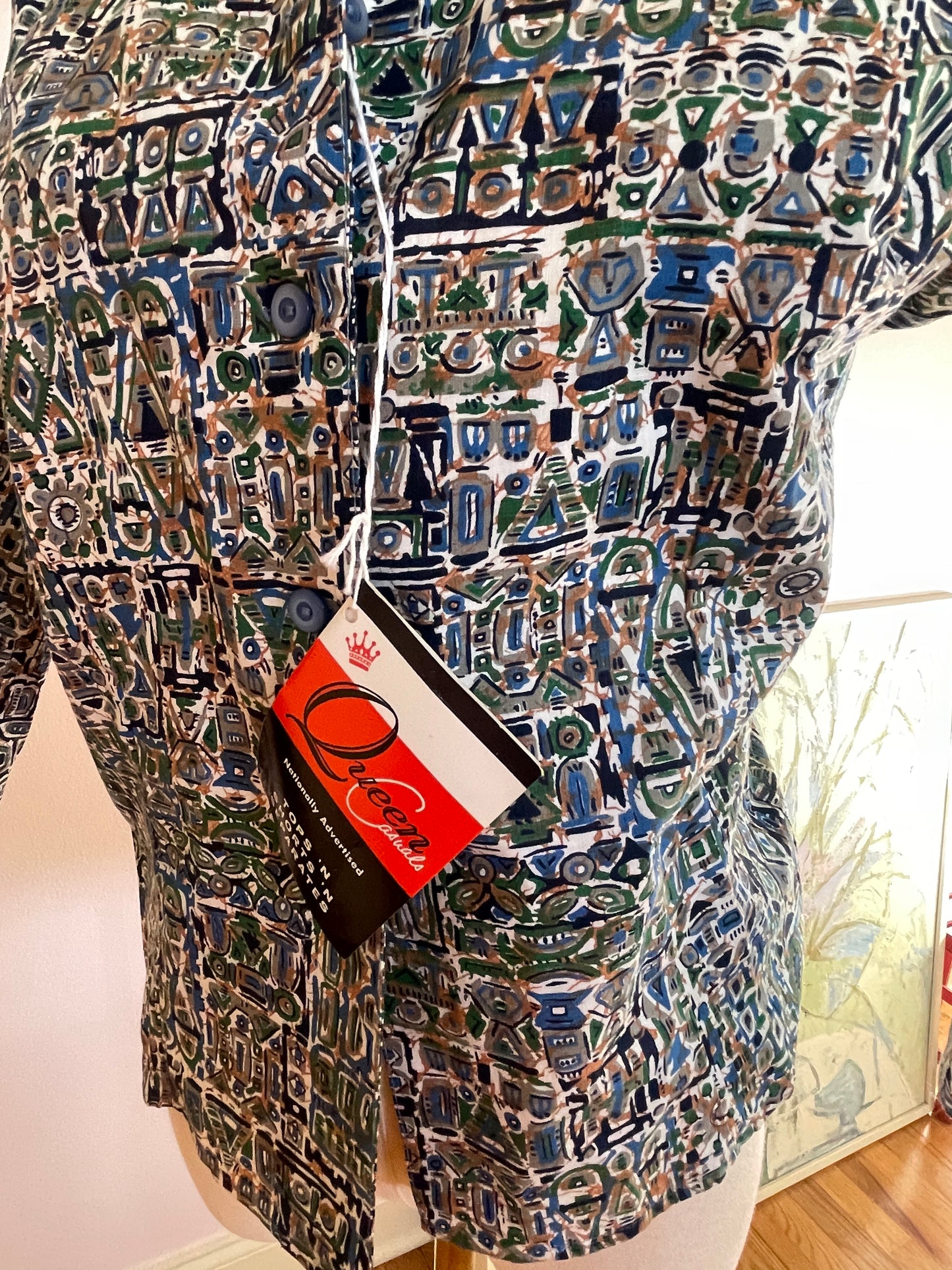 60s patterned button up with tags
