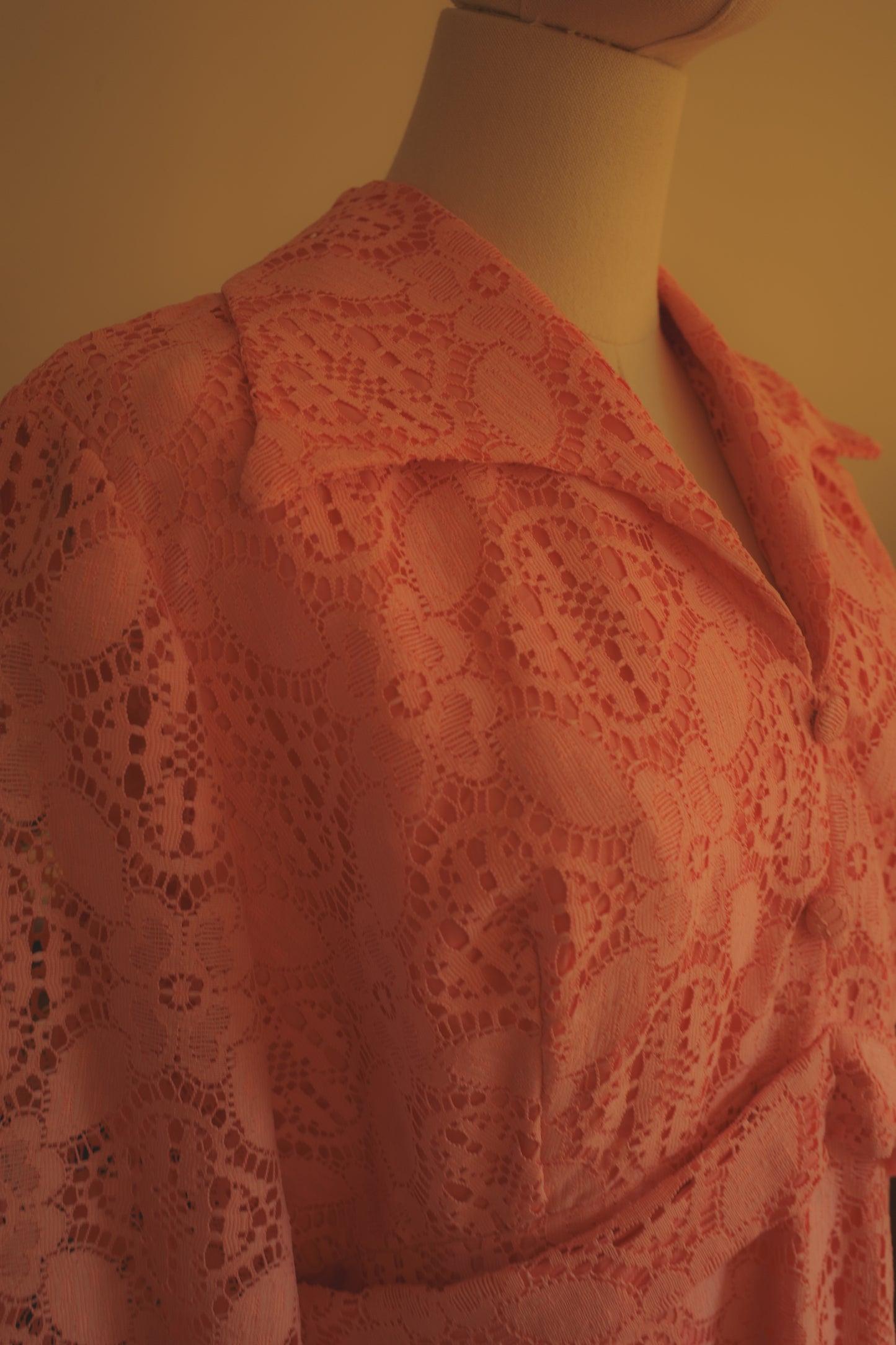 1960s Pink Lace Maxi Dress