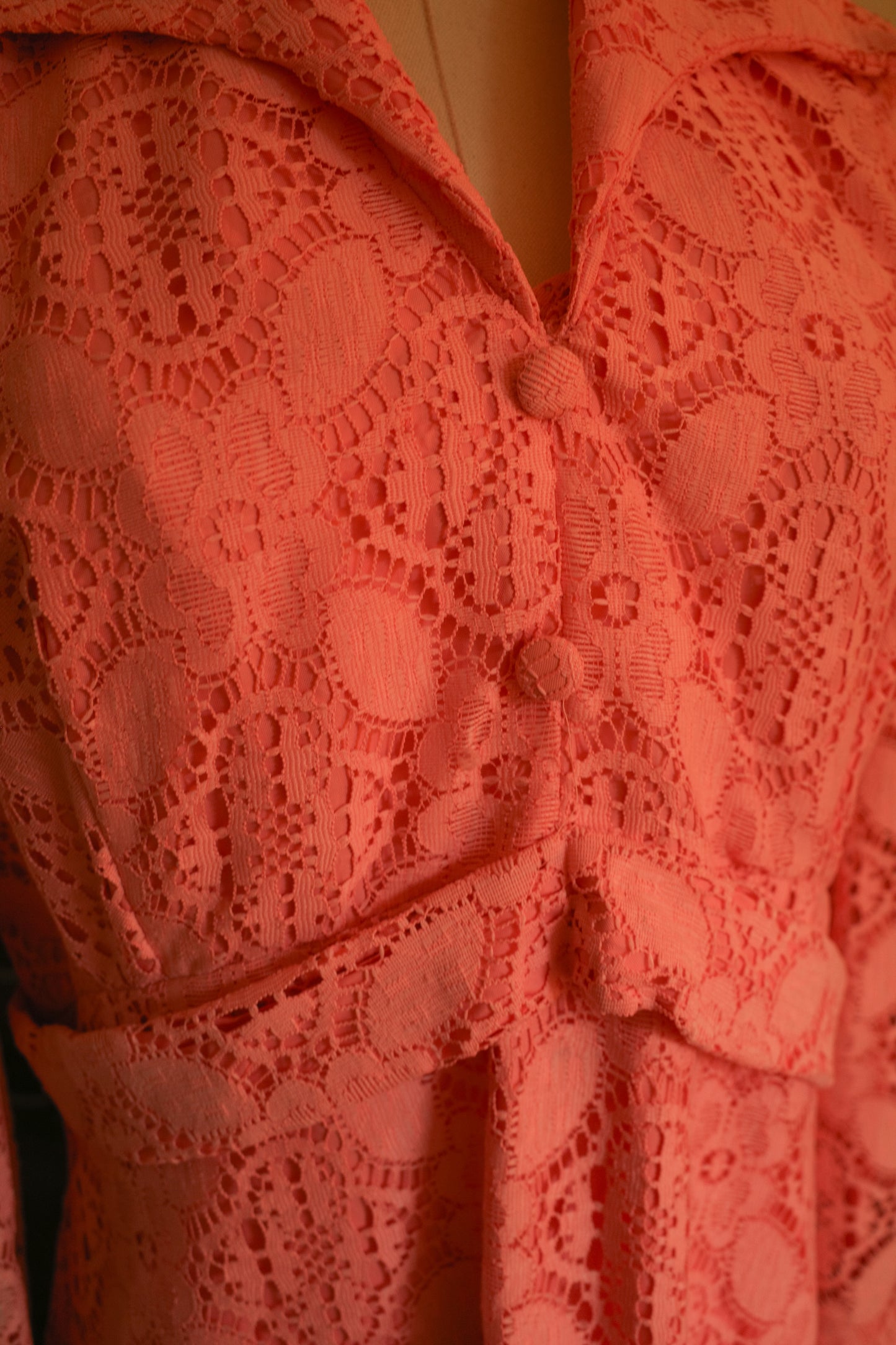 1960s Pink Lace Maxi Dress