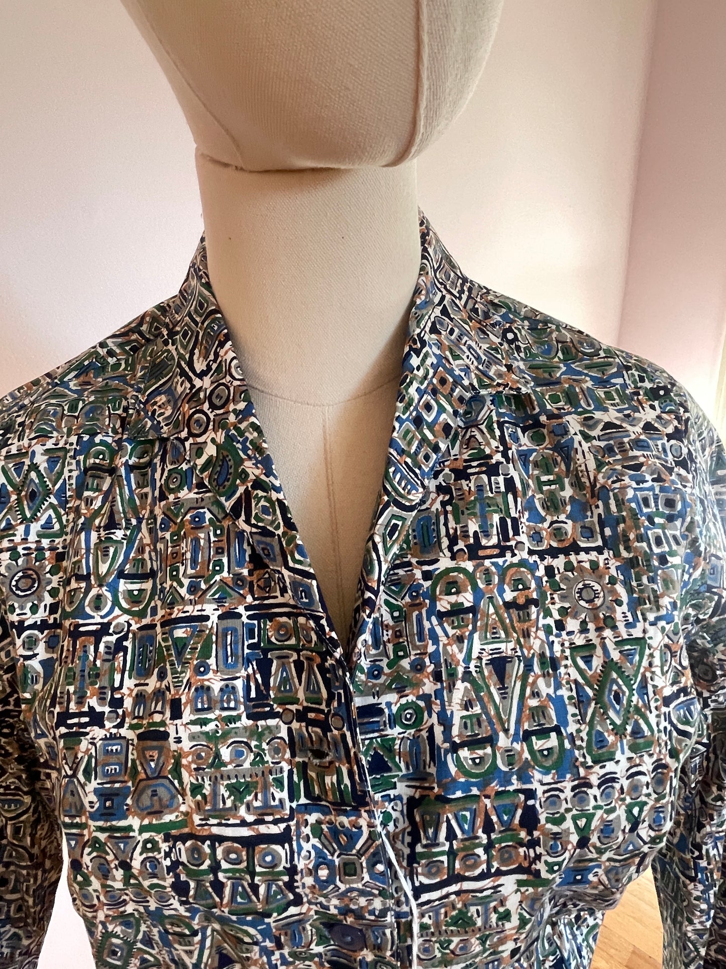 60s patterned button up with tags