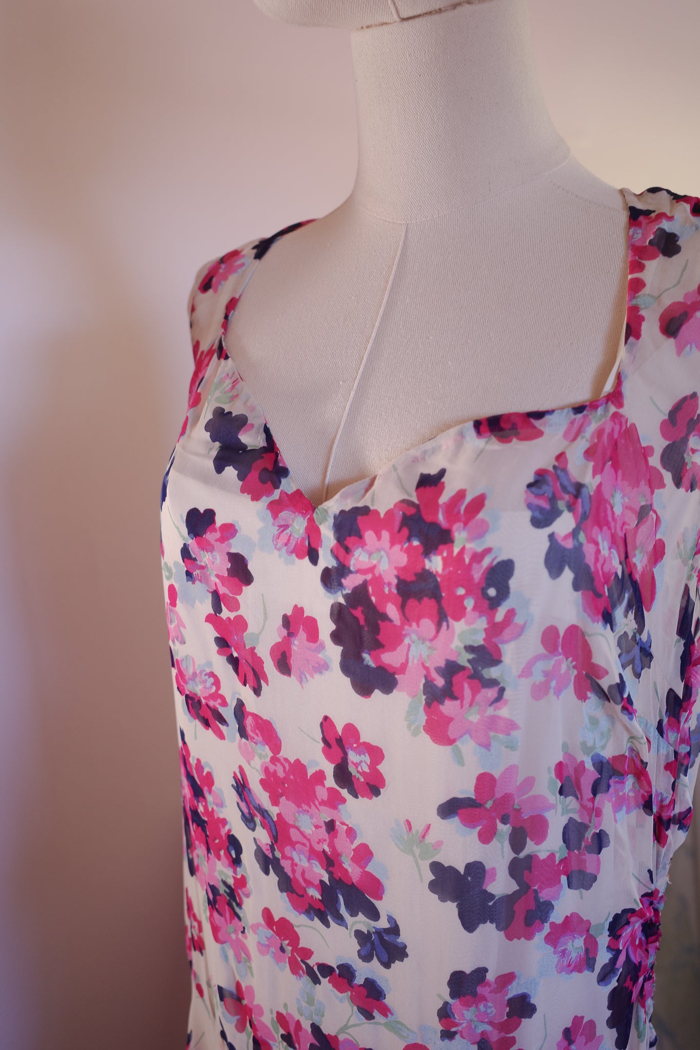 1930s Silk Floral Dress