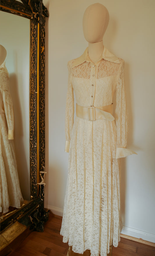 1960's Lace and Satin Gown