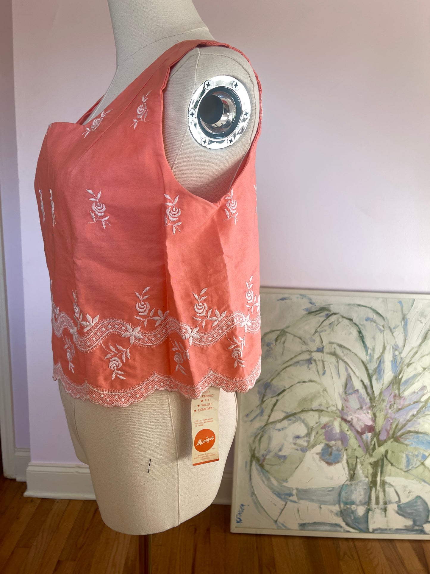 1950s 1960s vintage pink crop top