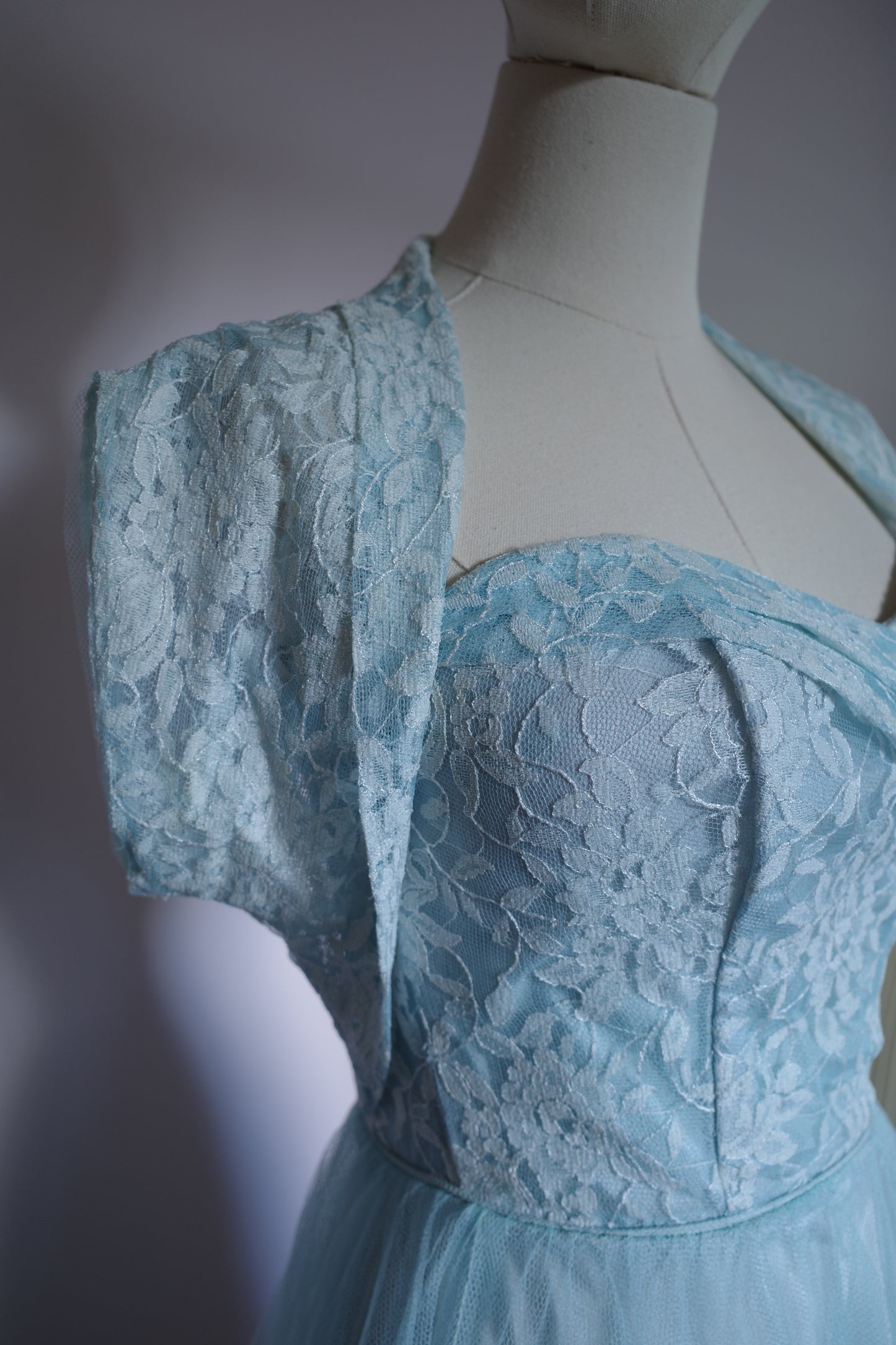 Vintage 1950s lace and tulle dress with bolero jacket