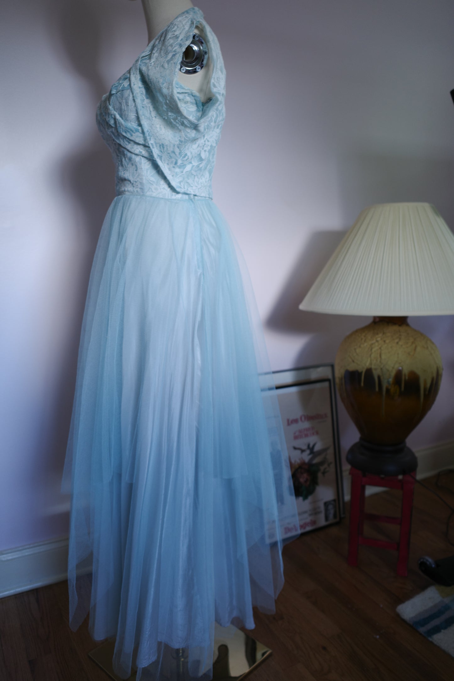 Vintage 1950s lace and tulle dress with bolero jacket