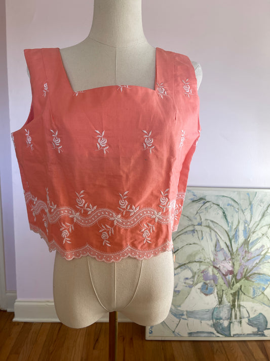 1950s 1960s vintage pink crop top