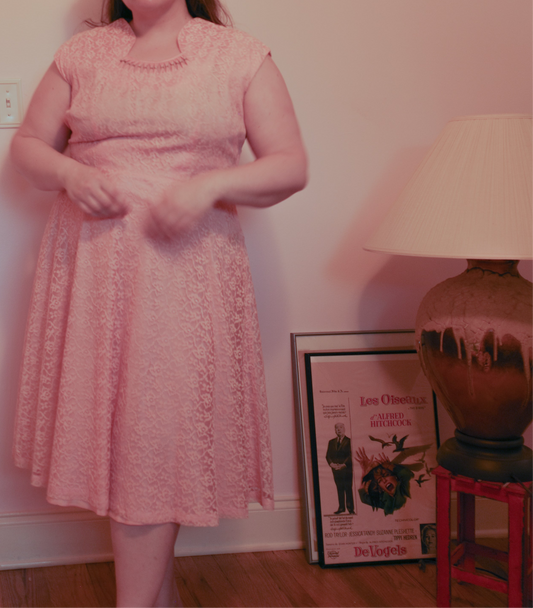 1950s Pink Lace Dress With Bolero Jacket